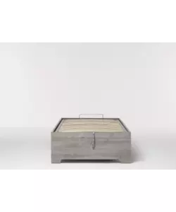 Letto singolo "bed box" rovere grigio con rete, contenitore e piedini 90x190 cm